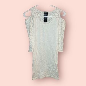 Bebe Open Shoulder Long Lace Top
